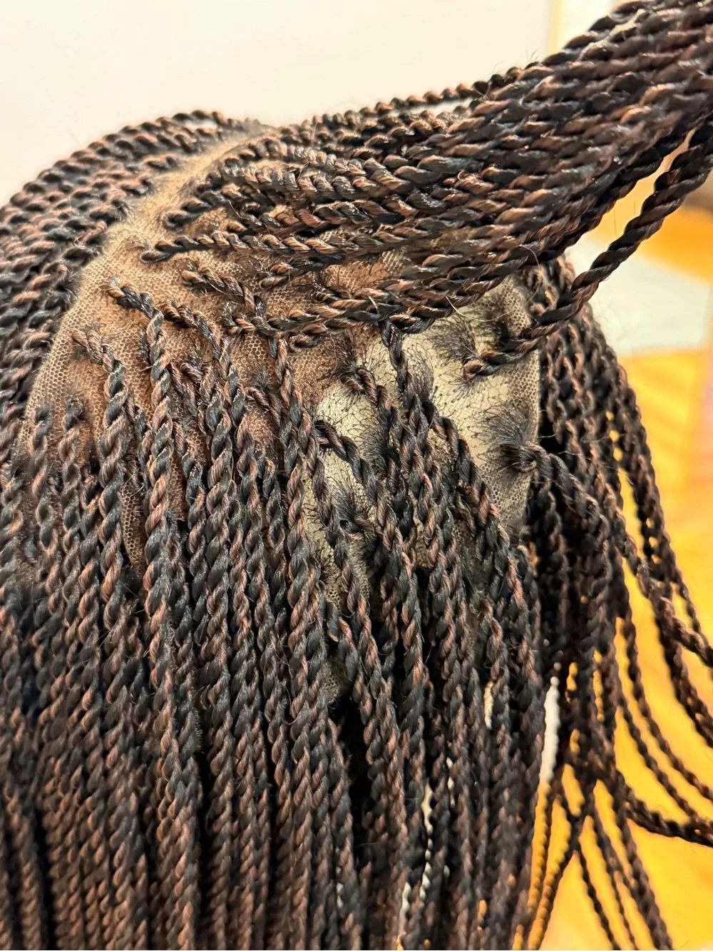 Synthetic 14” Ombre Brown Senegalese Mini Twist Braided Wig with Curly Ends  017